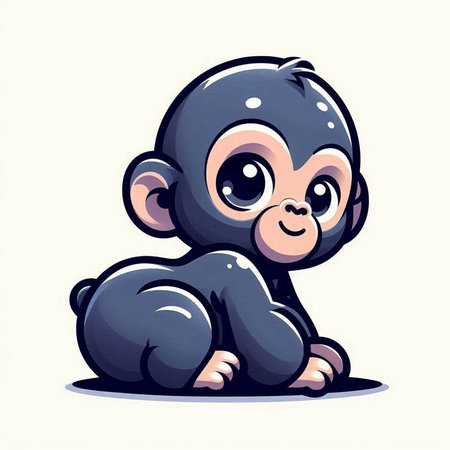 Cute baby monkey. Vector illustration isolated on a white background.のイラスト素材