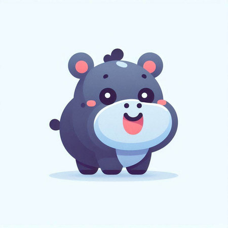 Cute cartoon hippo. Vector illustration of a funny animal.のイラスト素材