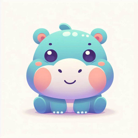 Cute hippo cartoon character. Vector illustration in cartoon style.のイラスト素材