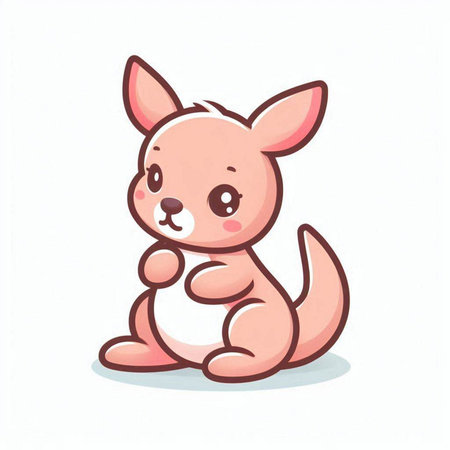 Kangaroo sitting on white background. Cartoon kangaroo.のイラスト素材