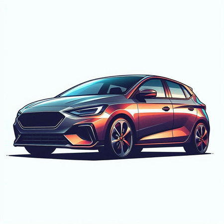Sketch of a car. Vector illustration. Side view.のイラスト素材
