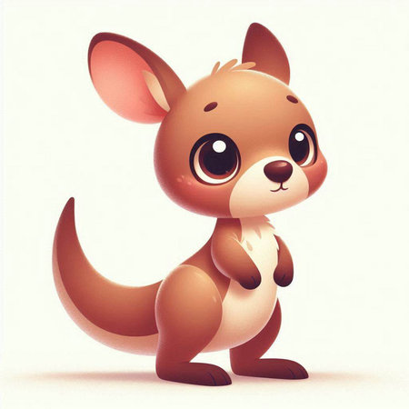 Kangaroo cartoon character on a white background. 3d illustrationのイラスト素材