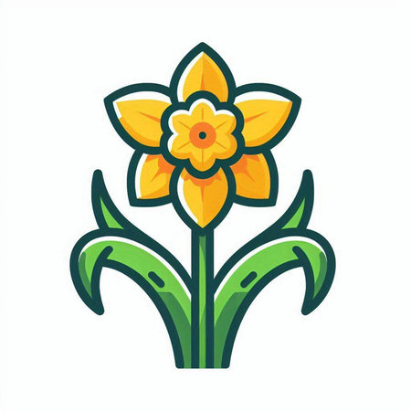 Daffodil flower icon. Vector illustration of narcissus flower.のイラスト素材