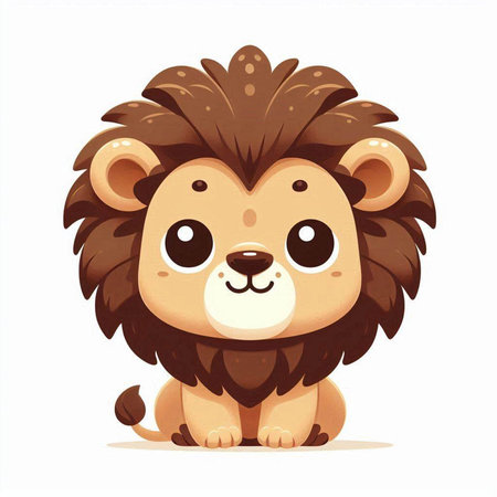 Cute cartoon lion isolated on a white background. Vector illustration.のイラスト素材