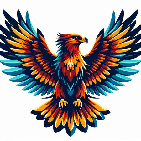 Eagle with open wings on a white background. Vector illustration.のイラスト素材