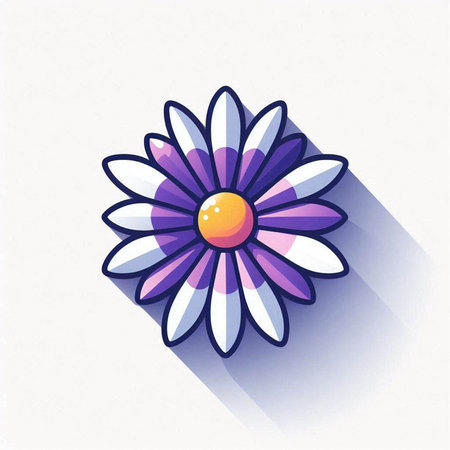 Flower icon, vector illustration. Flat design style with long shadowのイラスト素材