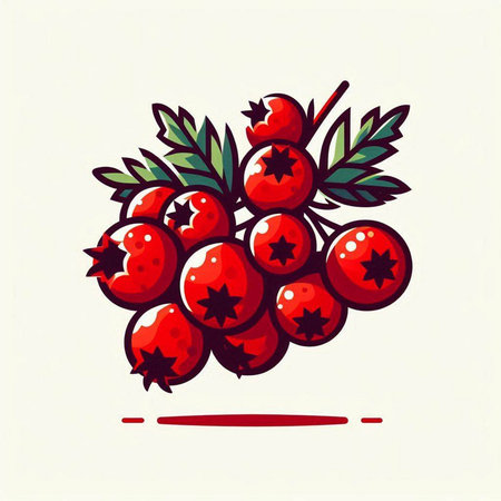 Illustration of a rowan branch with berries. Vector illustration.のイラスト素材