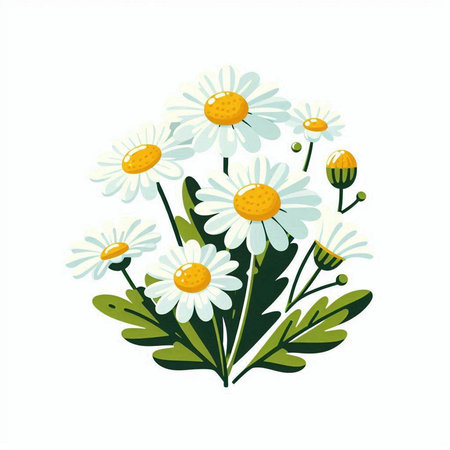Chamomile bouquet isolated on white background. Vector illustration.のイラスト素材
