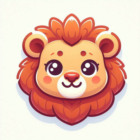 Cute cartoon lion head. Vector illustration isolated on white background.のイラスト素材