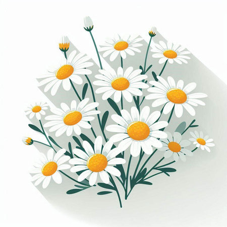 chamomile bouquet on a white background. Vector illustration.のイラスト素材