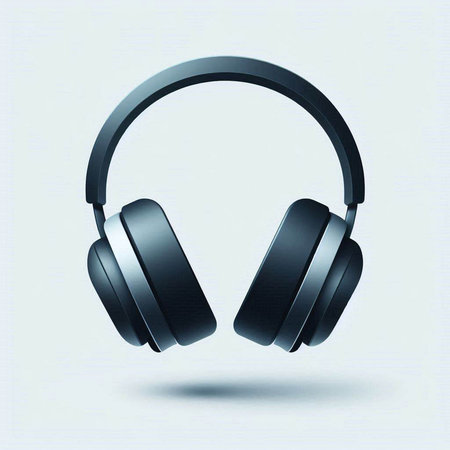 Headphones isolated on blue background. Vector illustration. Eps 10.のイラスト素材