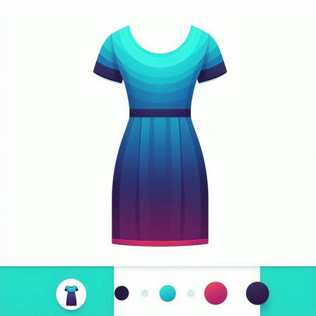 Women's dress icon. Vector illustration. Blue and pink colors.のイラスト素材