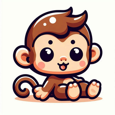 Cute baby monkey. Vector illustration of a cute baby monkey.のイラスト素材