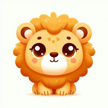 Cute cartoon lion isolated on a white background. Vector illustration.のイラスト素材