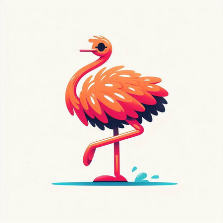 Ostrich isolated on white background. Vector illustration in flat style.のイラスト素材
