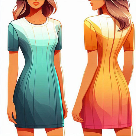Fashion illustration of a woman in a dress. Vector illustration.のイラスト素材