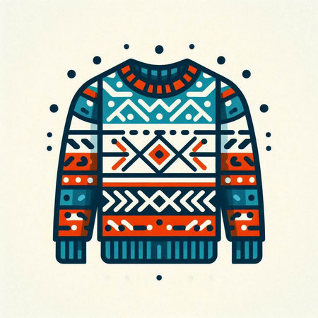 Vector illustration of a Christmas sweater with a pattern in the Scandinavian style.のイラスト素材