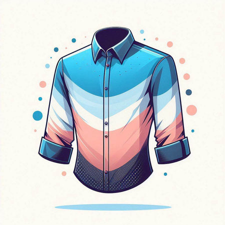 Vector illustration of men's shirt in blue and pink colors on white backgroundのイラスト素材