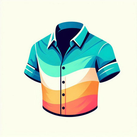 Vector illustration of a man's shirt in the colors of the rainbowのイラスト素材