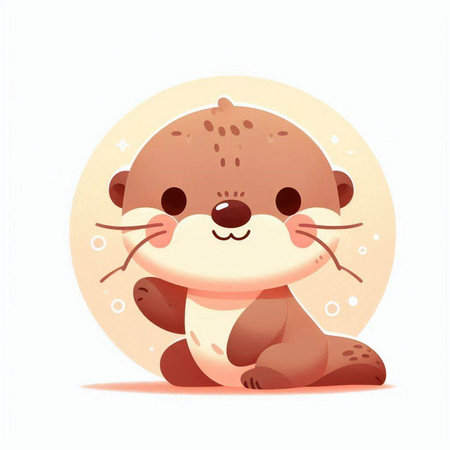 Cute cartoon otter. Vector illustration of a beaver.のイラスト素材