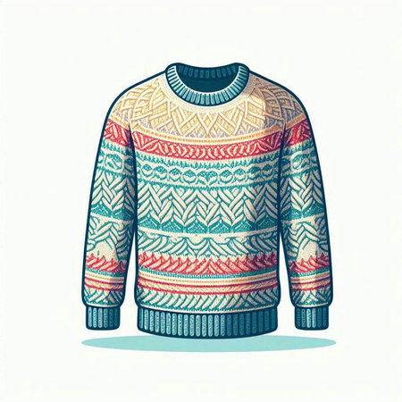 Knitted sweater. Vector illustration of a sweater with a pattern.のイラスト素材
