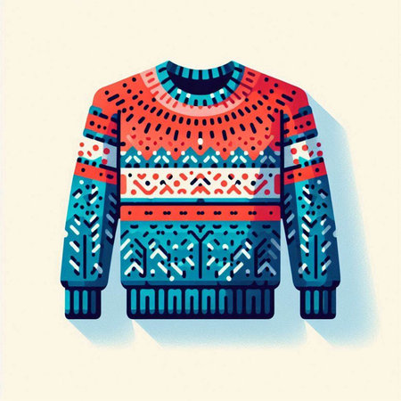 Knitted sweater with a pattern of geometric shapes. Vector illustration.のイラスト素材