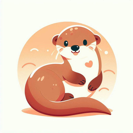 Cute cartoon otter sitting on the moon. Vector illustration.のイラスト素材