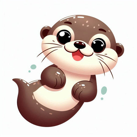 Cute cartoon otter isolated on white background. Vector illustration.のイラスト素材