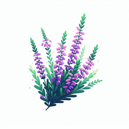 Illustration of lavender flowers bouquet isolated on white background.のイラスト素材