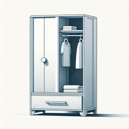 Illustration of a Bathroom Cabinet with Closet and Towelのイラスト素材