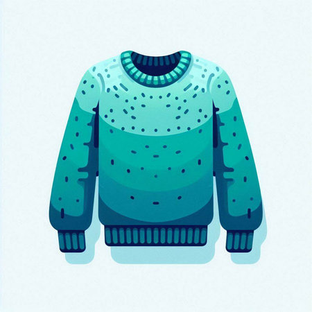 Vector illustration of a woolen sweater on a light blue background.のイラスト素材