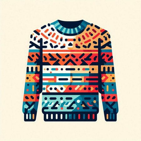 Knitted sweater with geometric pattern. Vector illustration. Eps 10.のイラスト素材