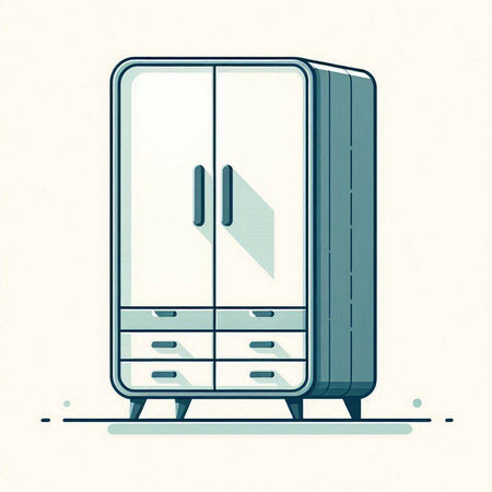 Illustration of a cupboard in retro style. Vector illustration.のイラスト素材