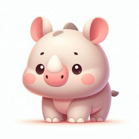 Cute cartoon hippo on a white background. 3D renderingのイラスト素材