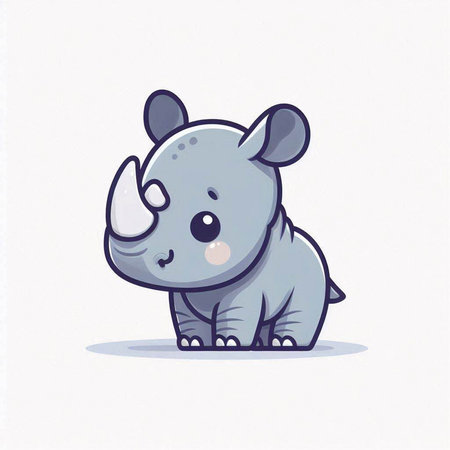 Cute cartoon rhinoceros isolated on white background. Vector illustration.のイラスト素材