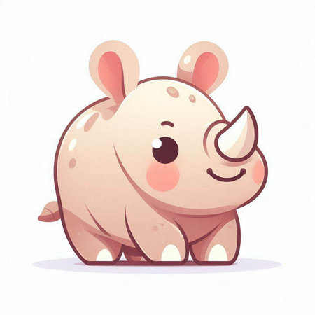 Cute cartoon rhinoceros isolated on white background. Vector illustration.のイラスト素材
