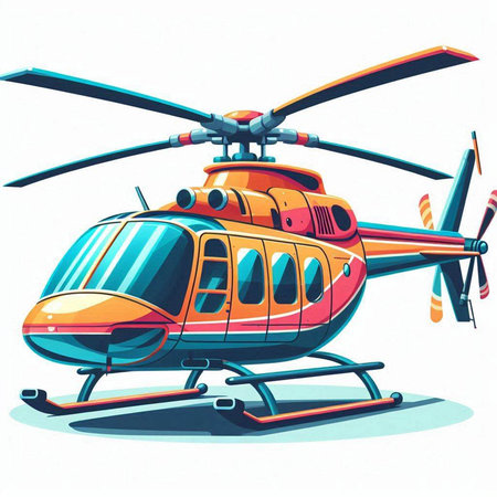 Helicopter isolated on white background. Vector illustration in cartoon style.のイラスト素材