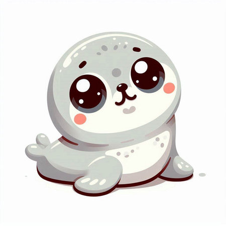 Cute baby seal. Vector illustration isolated on a white background.のイラスト素材