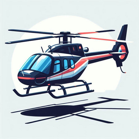 Helicopter vector illustration. Helicopter flying on the sky.のイラスト素材