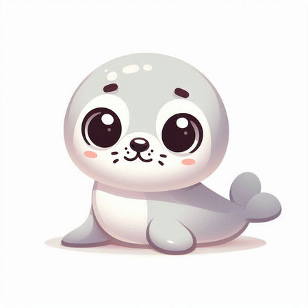 Cute baby seal on a white background. Vector cartoon illustration.のイラスト素材
