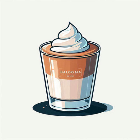 Coffee with whipped cream in a glass, vector illustration.のイラスト素材