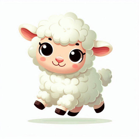 Cute cartoon sheep isolated on a white background. Vector illustration.のイラスト素材