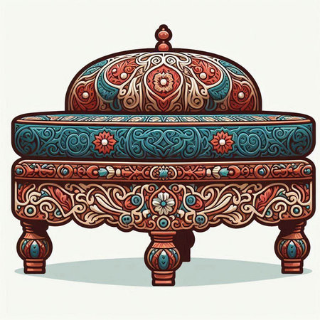Vector illustration of hand-drawing ukrainian ethnic furnitureのイラスト素材