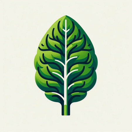 Illustration of a green leaf on a light background, vector illustrationのイラスト素材