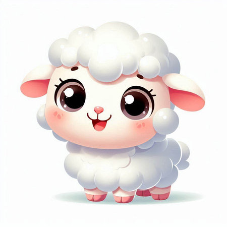 Cute cartoon sheep isolated on a white background. Vector illustration.のイラスト素材