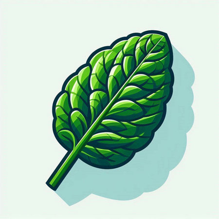 Spinach leaf icon. Vector illustration of fresh green leaf.のイラスト素材