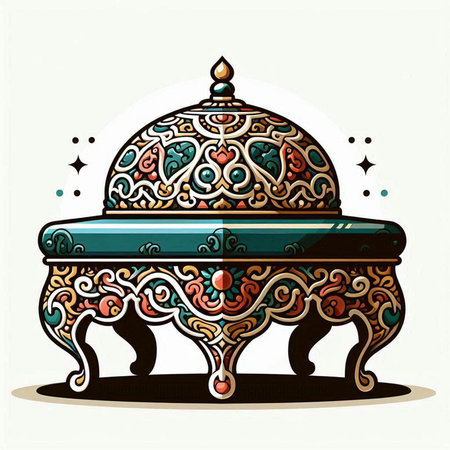 Vector illustration of a decorative ornate arabic casket.のイラスト素材