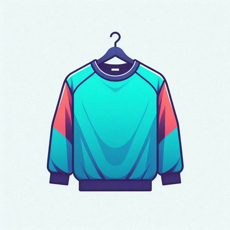 Blue sweater on a hanger on a white background. Vector illustrationのイラスト素材