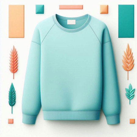 Mockup of a blue sweatshirt on a white background. 3d renderingのイラスト素材