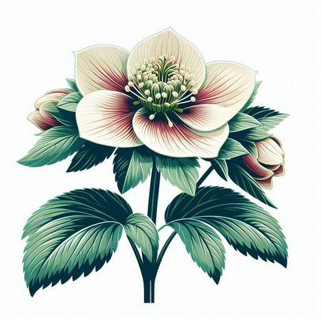 Flower of the hellebore (Helleborus)のイラスト素材